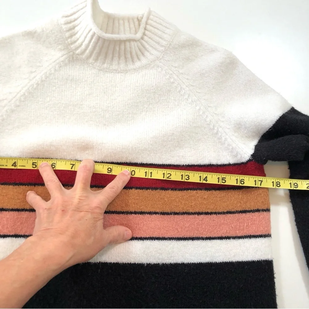 Saltwater Luxe Jane Sweater XS Colorblock Striped Mock Neck Knit